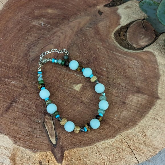 SALE!  Sterling Beaded Amazonite Bracelet New - Picture 7 of 7